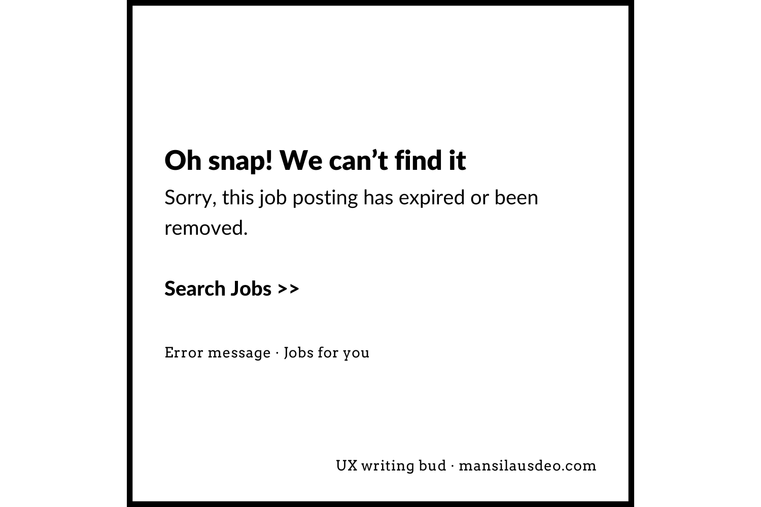 Oh snap! We can't find it Sorry, this job posting has expired or been removed. Search jobs >> Error message - Jobs for you
